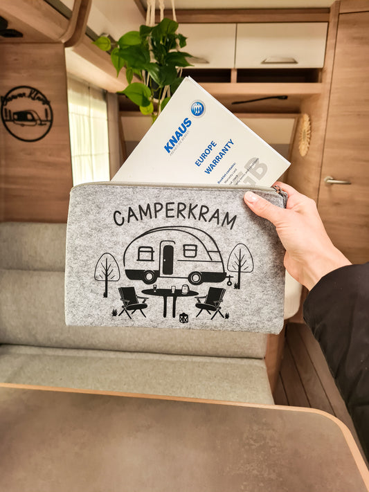 Filztasche "Camperkram", Mäppchen für Reisedokumente