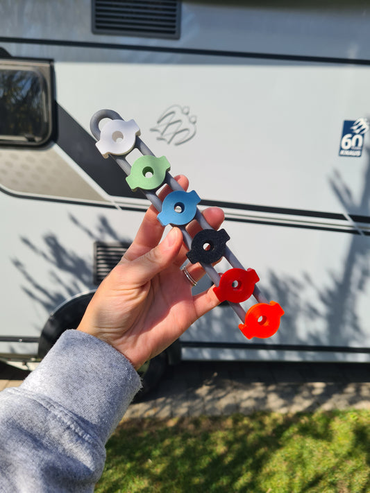 Abspannhilfe für Leitergummi, Adapter für Tellerkopfschrauben