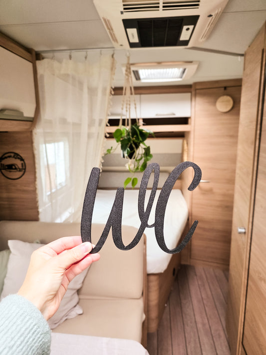 3D-Schriftzug / Holzschriftzug BAD und WC, Türschild