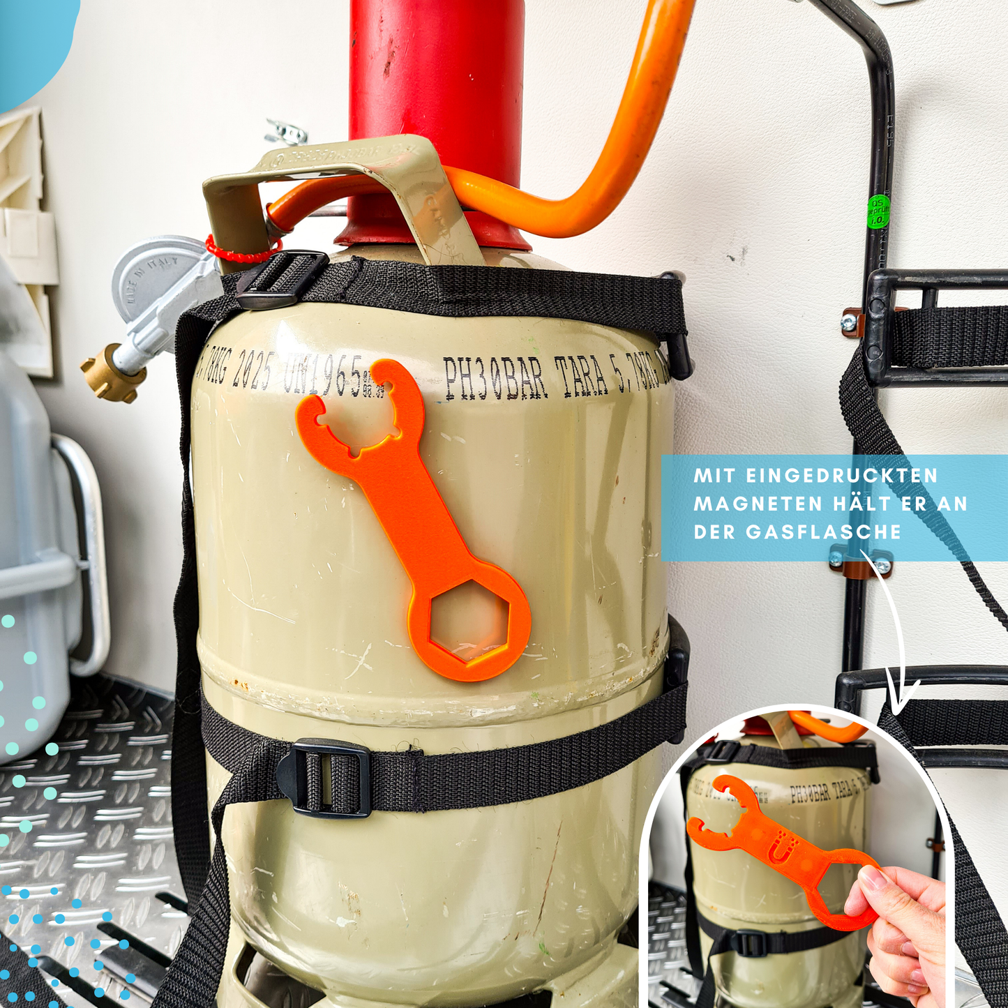 Magnetischer Gasflaschenschlüssel, Schlüssel für Gasflasche