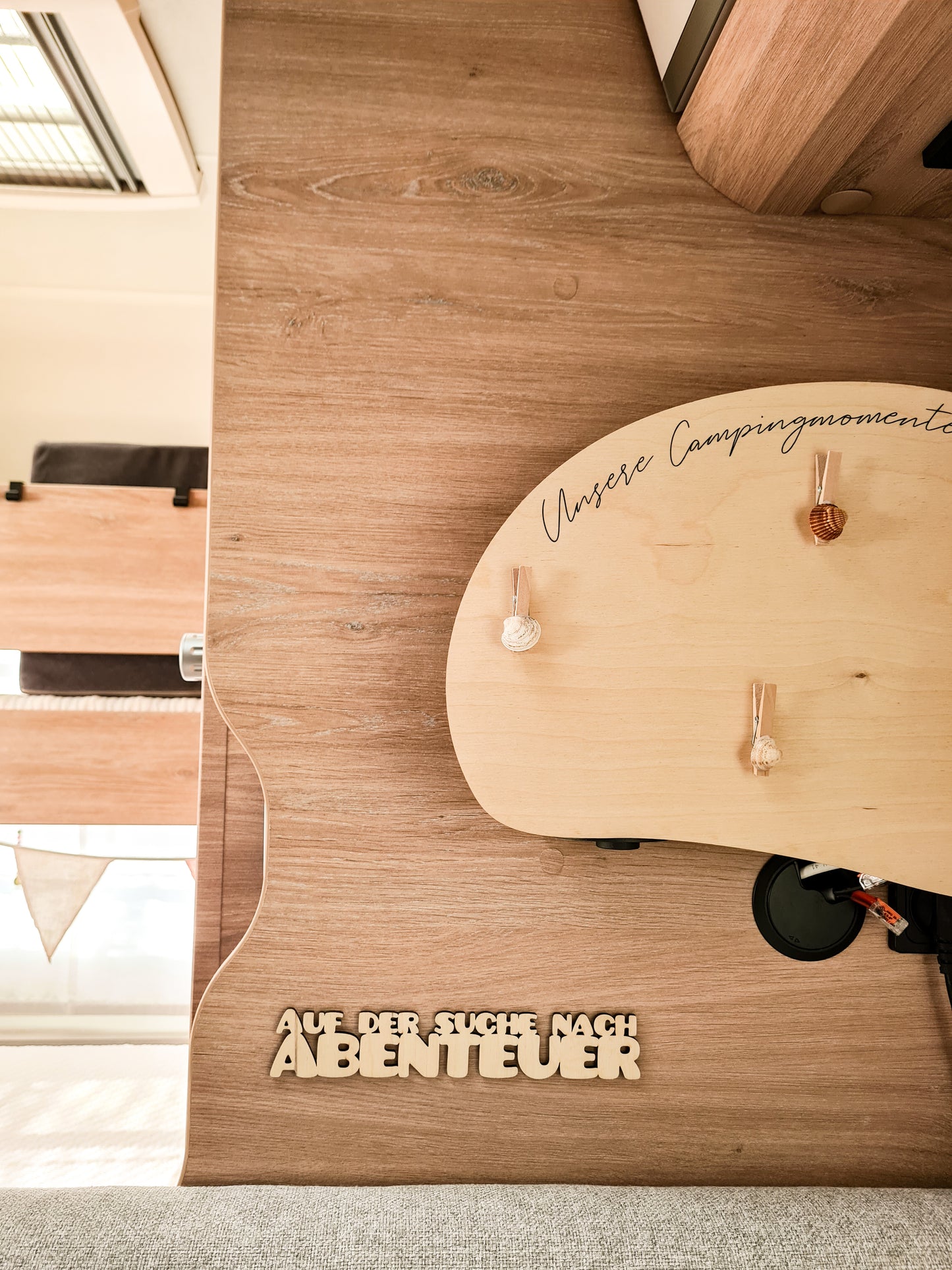 Holzschriftzug Lieblingsplatz, Home on wheels, Abenteuer, Happy Camper