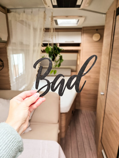 3D-Schriftzug / Holzschriftzug BAD und WC, Türschild