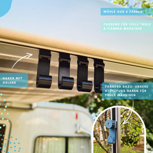 2x Haken für Kederschiene der Markise (Thule Omnistor / Fiamma)