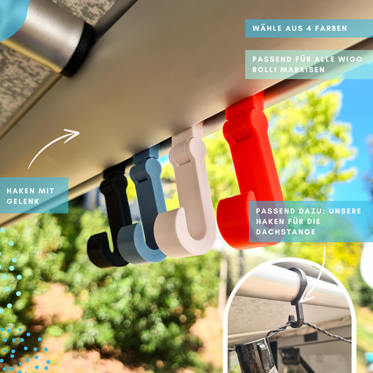 2x Haken mit Gelenk für Markise (Wigo Rolli)